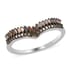 Red Diamond Chevron Band Ring in Rhodium & Platinum Over Sterling Silver (Size 7.0) 0.25  image number 0