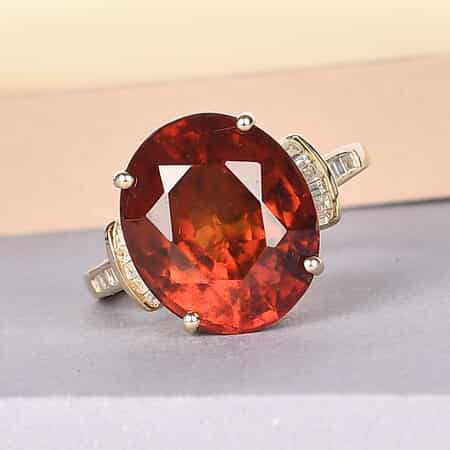 Luxoro 10K Yellow Gold Premium Sri Lankan Honey Garnet and Diamond Ring (Size 10.0) 3.60 Grams 9.70 ctw image number 1