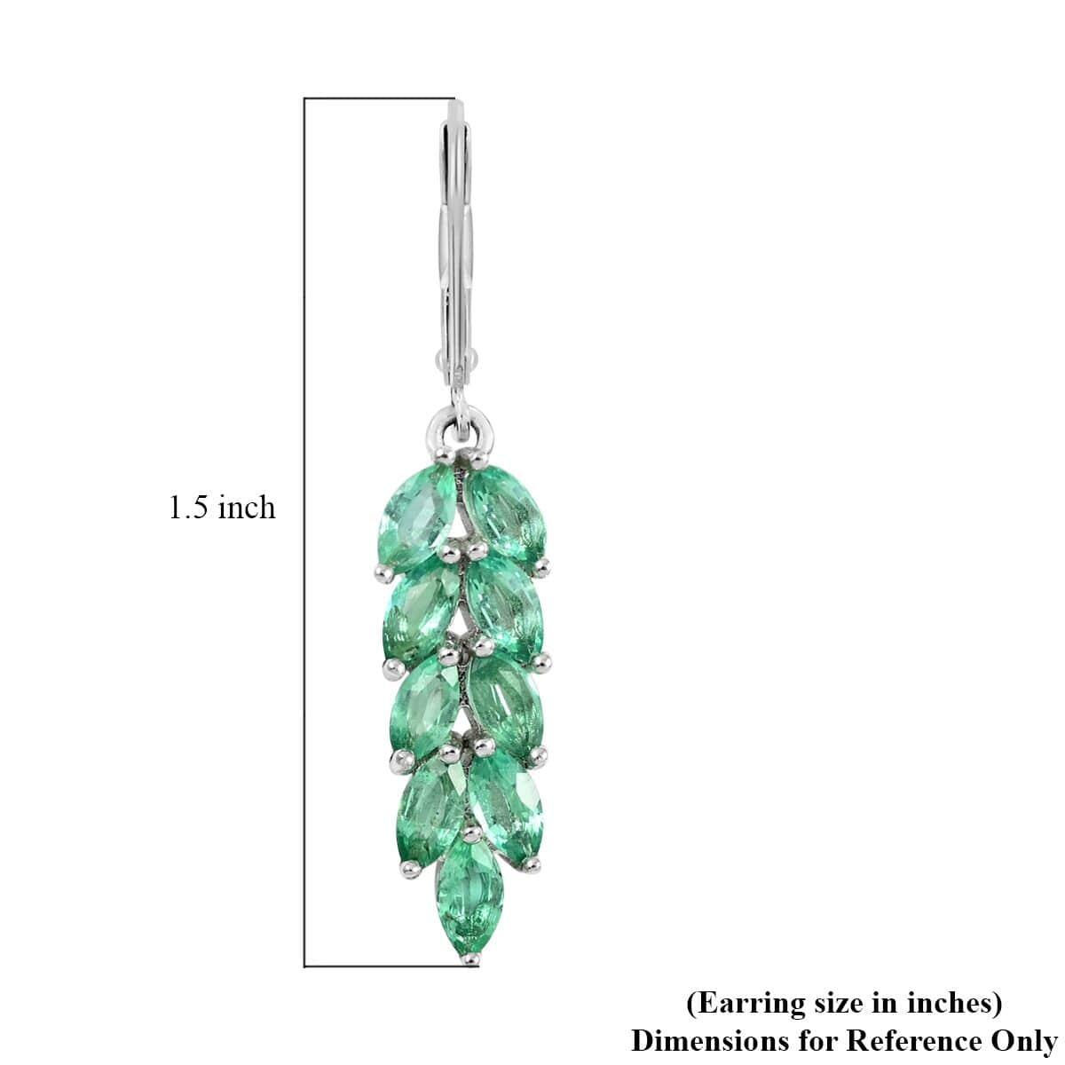 AAA Kagem Zambian Intense Green Emerald Leaf Earrings in Rhodium Over Sterling Silver 2.20 ctw image number 4