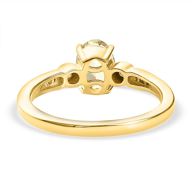 AAA Turkizite and White Diamond 0.92 ctw Solitaire Ring in Vermeil Yellow Gold Over Sterling Silver (Size 11.5)