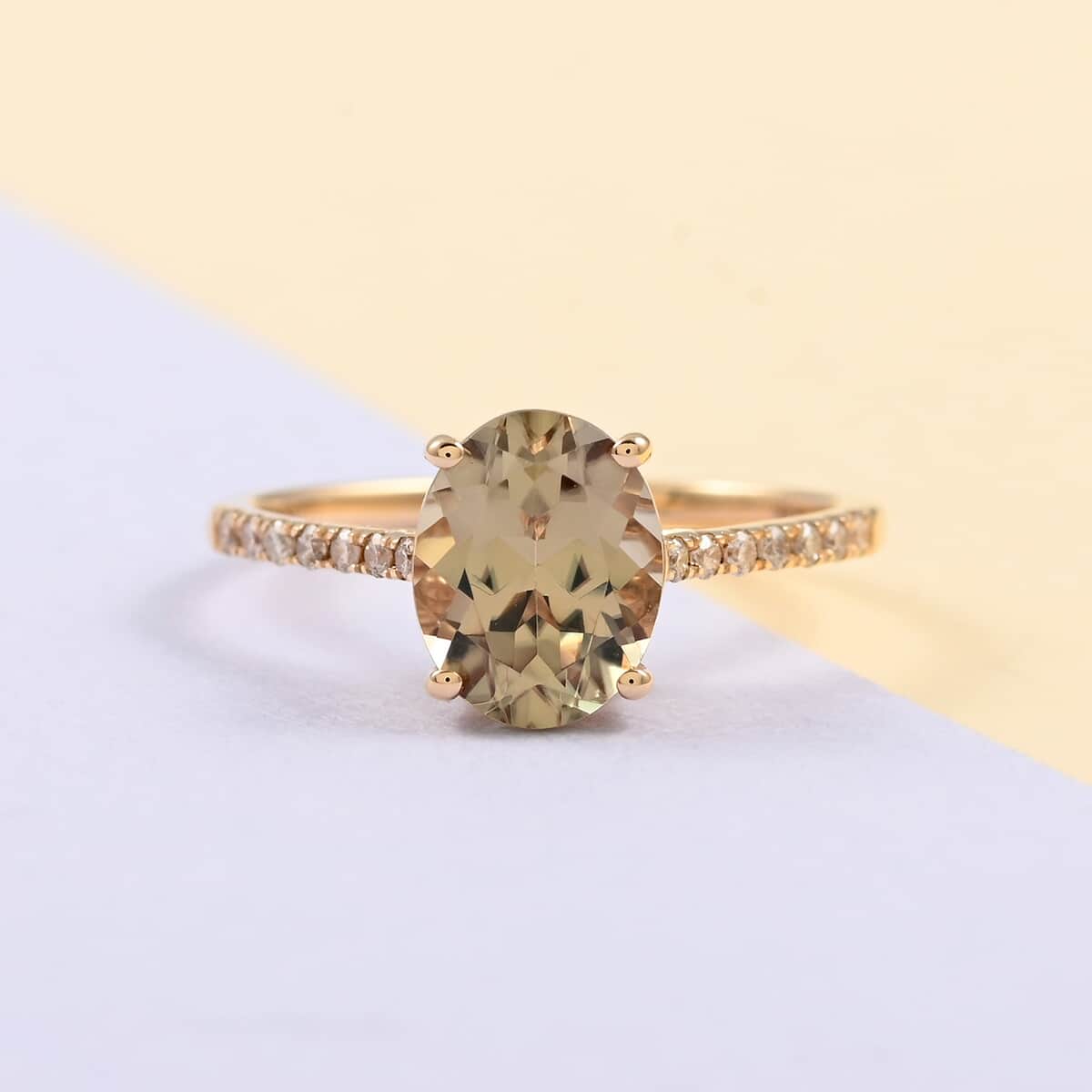 Certified & Appraised LUXORO 14K Yellow Gold AAA Turkizite and G-H I1 Diamond Ring 2.15 ctw image number 1