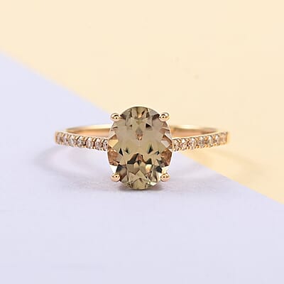 Certified Luxoro 14K Yellow Gold AAA Turkizite and G-H I1 Diamond Ring (Size 6.0) 2.15 ctw