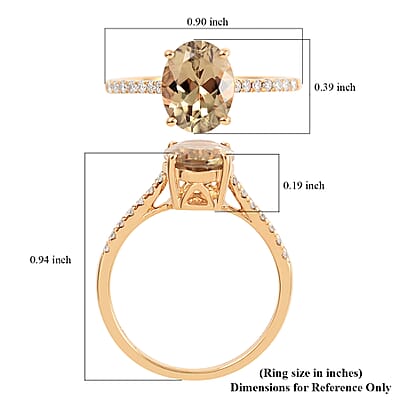 Certified Luxoro 14K Yellow Gold AAA Turkizite and G-H I1 Diamond Ring (Size 6.0) 2.15 ctw