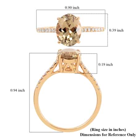 Certified and Appraised Luxoro 14K Yellow Gold AAA Turkizite and G-H I1 Diamond Ring (Size 6.0) 2.15 ctw image number 5
