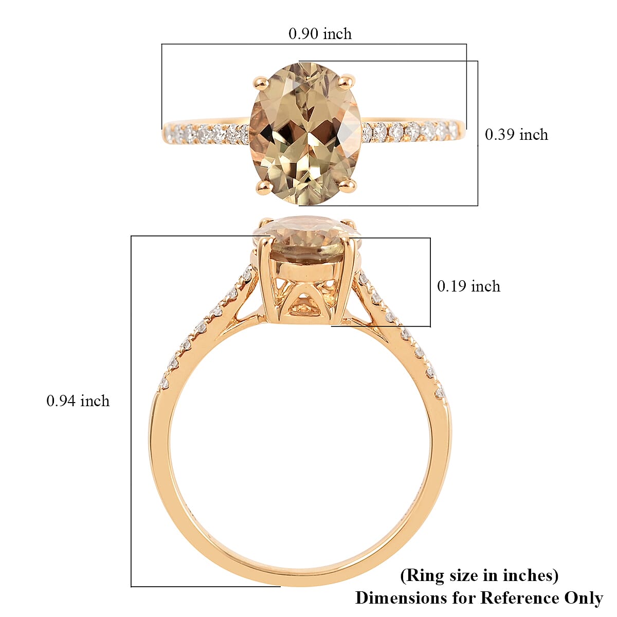 Certified and Appraised Luxoro AAA Turkizite and G-H I1 Diamond 2.15 ctw Ring in 14K Yellow Gold (Size 9.0) image number 5