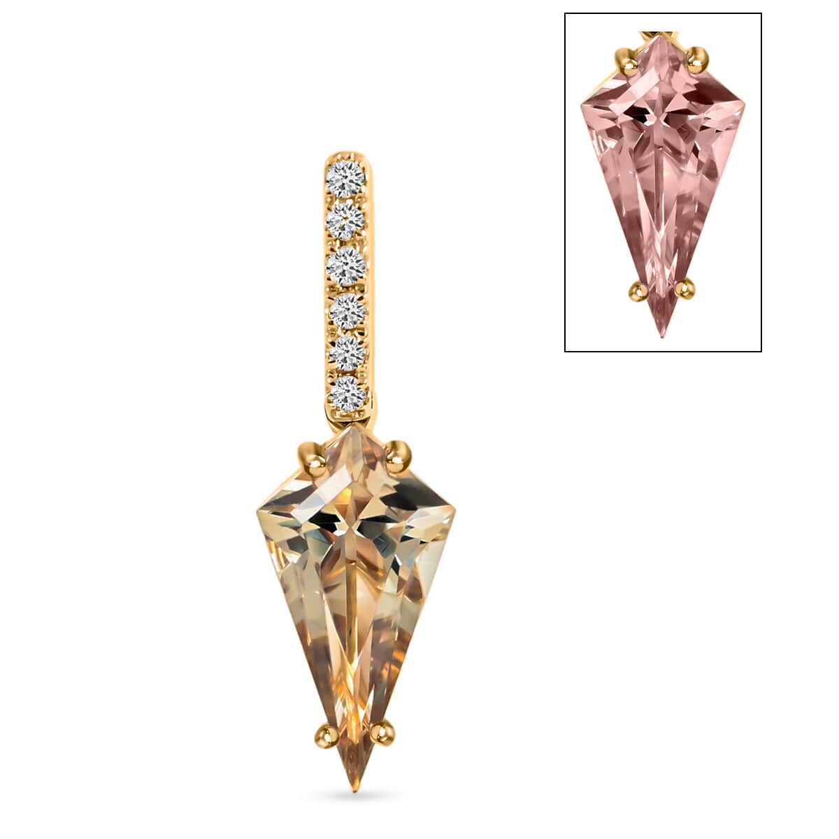 Certified & Appraised LUXORO 14K Yellow Gold AAA Turkizite and G-H I1 Diamond Kite Shape Pendant 1.60 ctw image number 0