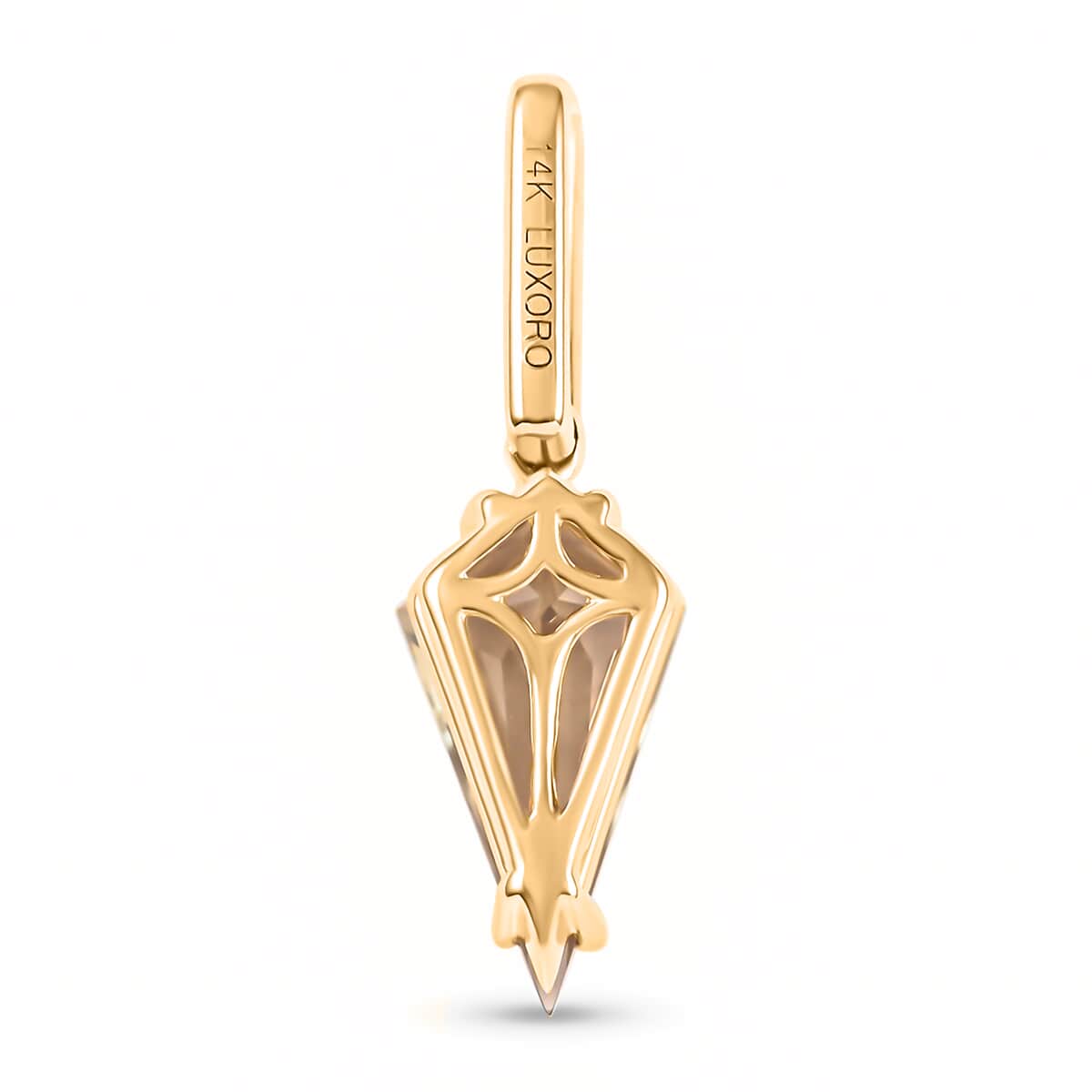 Certified & Appraised LUXORO 14K Yellow Gold AAA Turkizite and G-H I1 Diamond Kite Shape Pendant 1.60 ctw image number 4