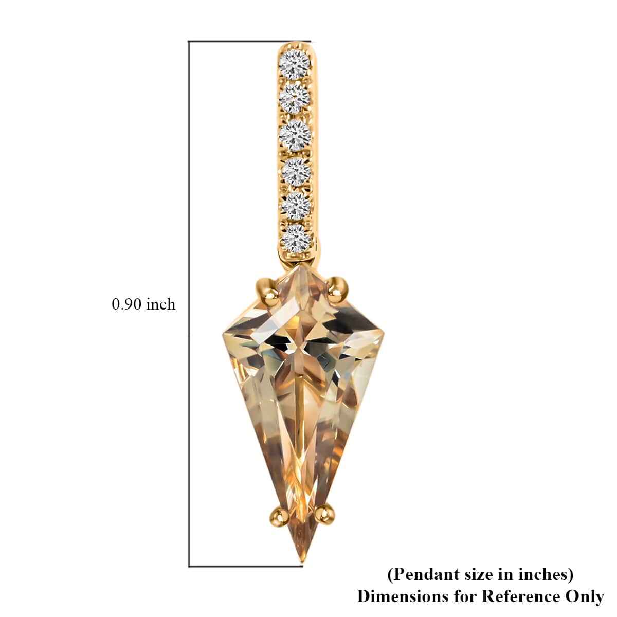 Certified & Appraised LUXORO 14K Yellow Gold AAA Turkizite and G-H I1 Diamond Kite Shape Pendant 1.60 ctw image number 5