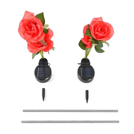 Set of 2 Solar Rose Garden Light -Pink image number 6
