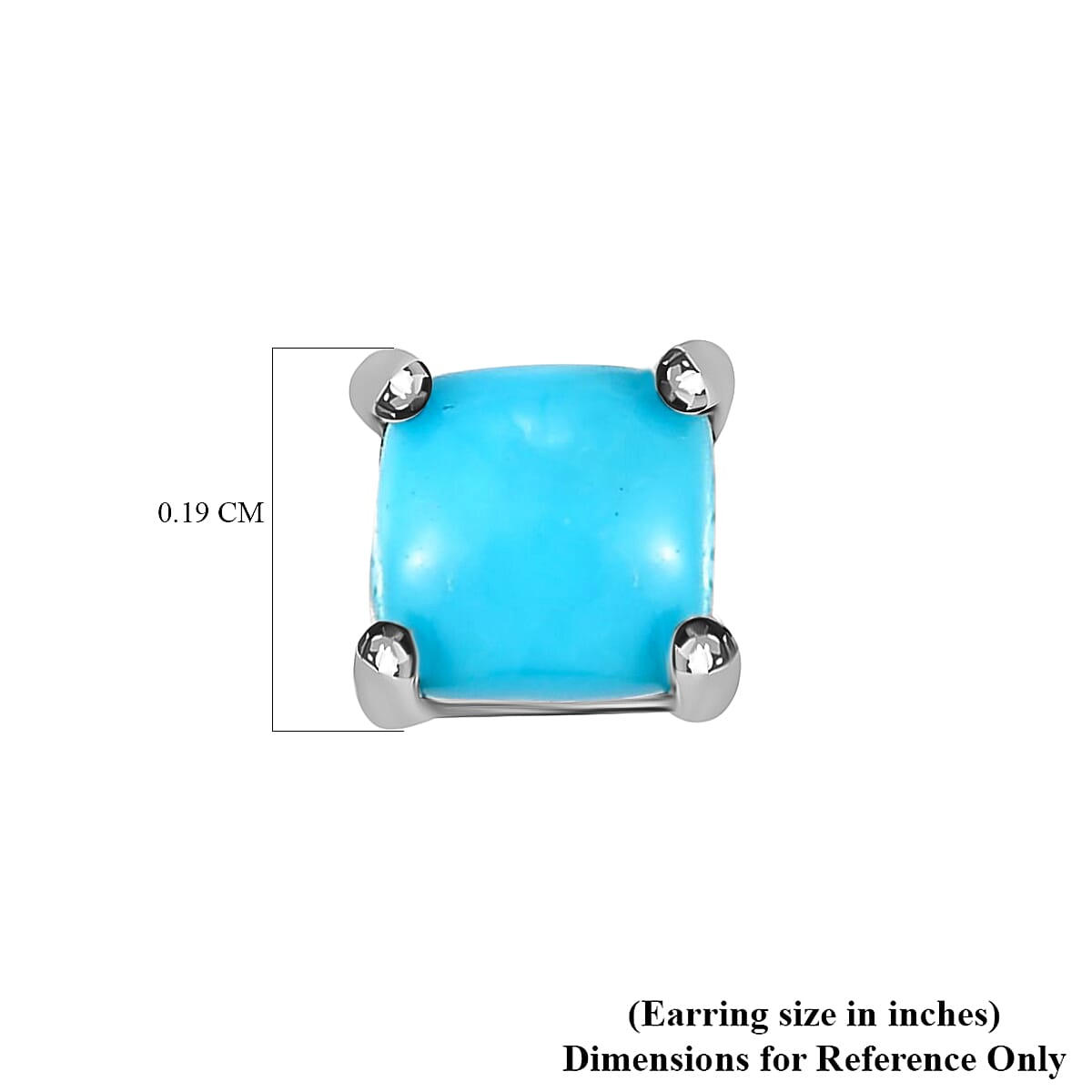 Sleeping Beauty Turquoise Solitaire Stud Earrings in Platinum Over Sterling Silver 0.75 ctw