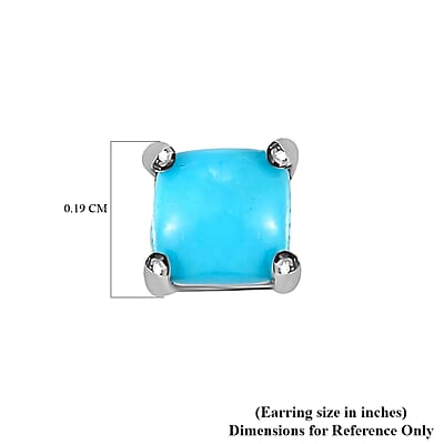 Sleeping Beauty Turquoise Solitaire Stud Earrings in Platinum Over Sterling Silver 0.75 ctw