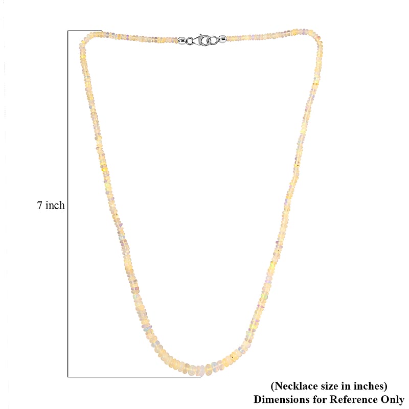 Ethiopian Opal Necklace in Sterling Silver, Welo Opal Jewelry, Bead Necklace 40.00 ctw (20 Inches)