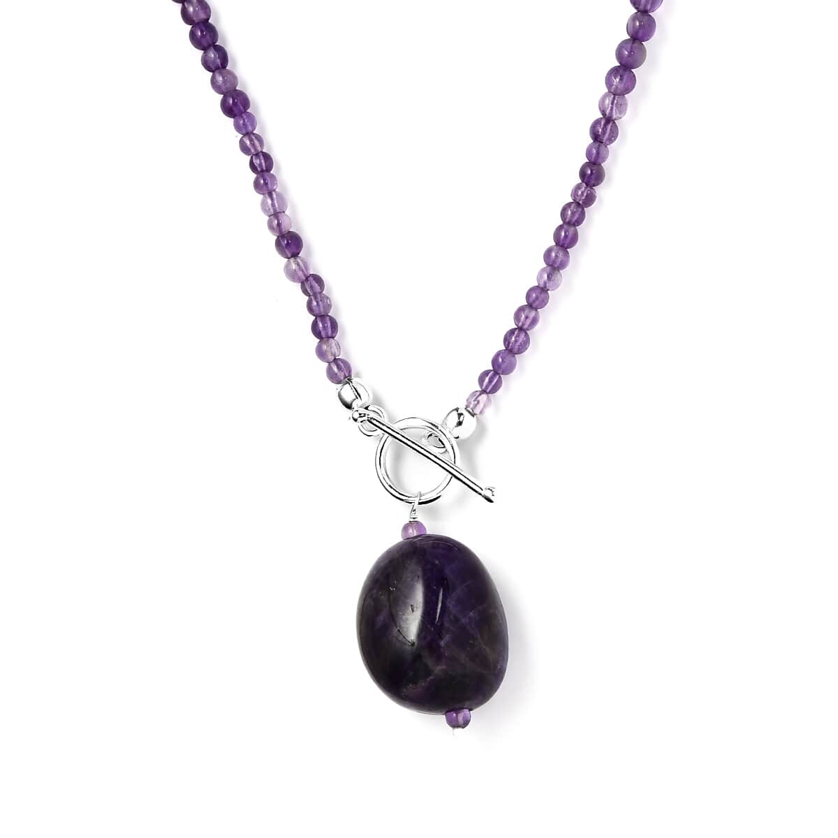 Amethyst Beaded Necklace 20 Inches in Sterling Silver 61.90 ctw image number 0