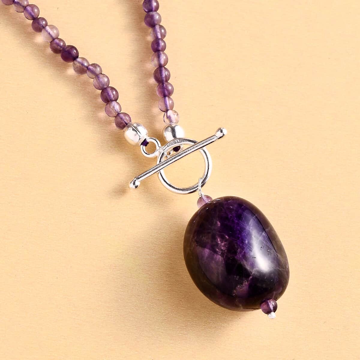 Amethyst Beaded Necklace 20 Inches in Sterling Silver 61.90 ctw image number 1