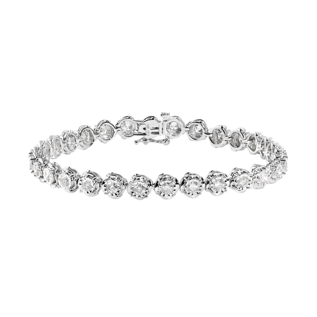 NY Closeout 10K White Gold G-H SI2-I1 Diamond Tennis Bracelet (7.25 In) 11.90 Grams 3.00 ctw image number 0