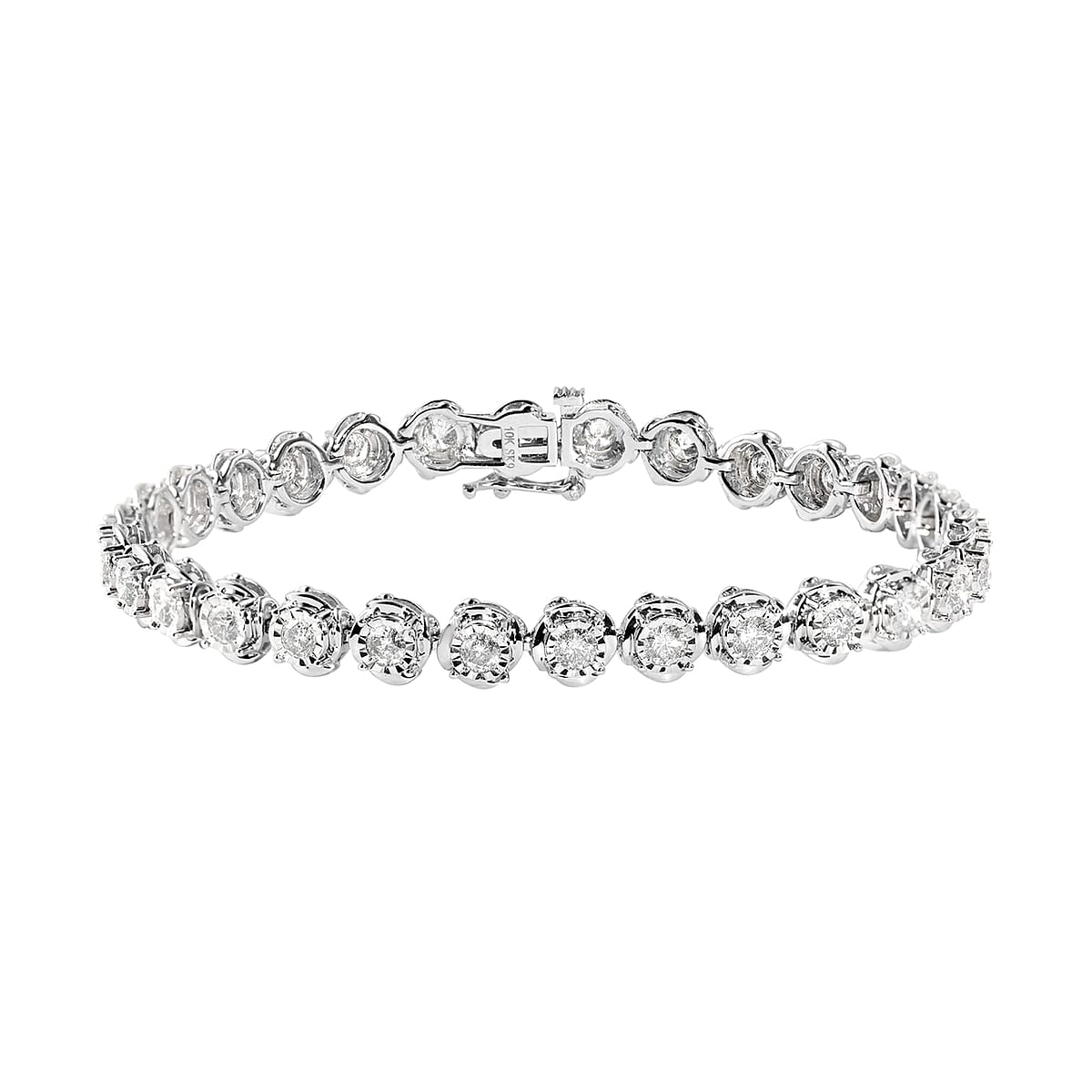 NY Closeout 10K White Gold G-H SI2-I1 Diamond Tennis Bracelet (7.25 In) 11.90 Grams 3.00 ctw image number 0