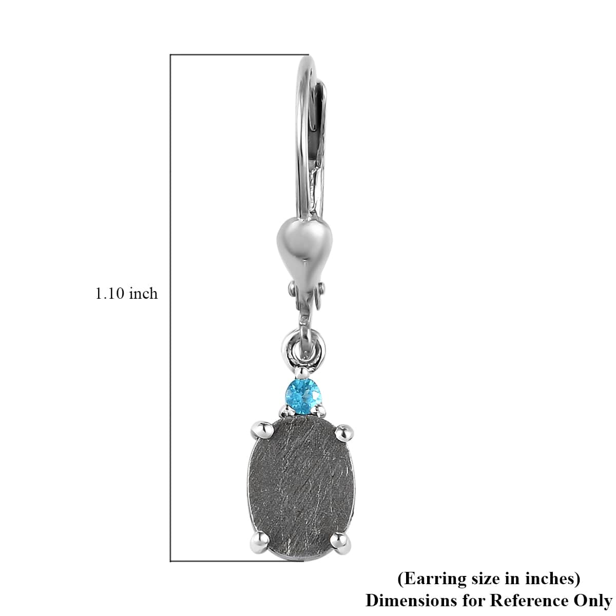 Marvelous Meteorite and Malgache Neon Apatite Lever Back Earrings in Platinum Over Sterling Silver 0.10 ctw image number 4