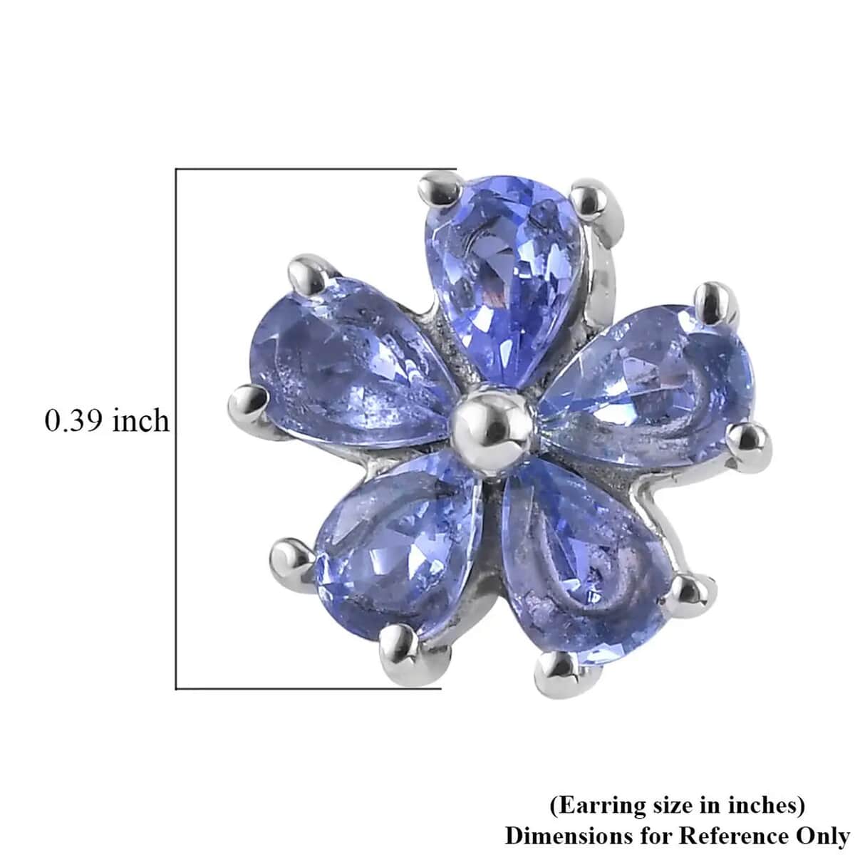 Tanzanite 1.35 ctw Floral Stud Earrings in Stainless Steel, Tanzanite Studs, Floral Stud Earrings image number 6