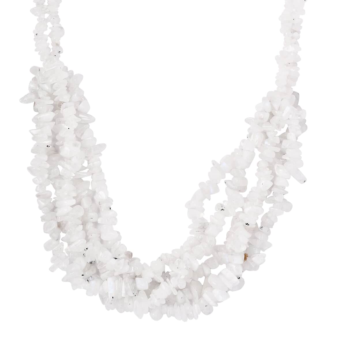 Rainbow Moonstone Chips Multi Row Necklace 20 Inches in Platinum Over Sterling Silver 324.90 ctw image number 0