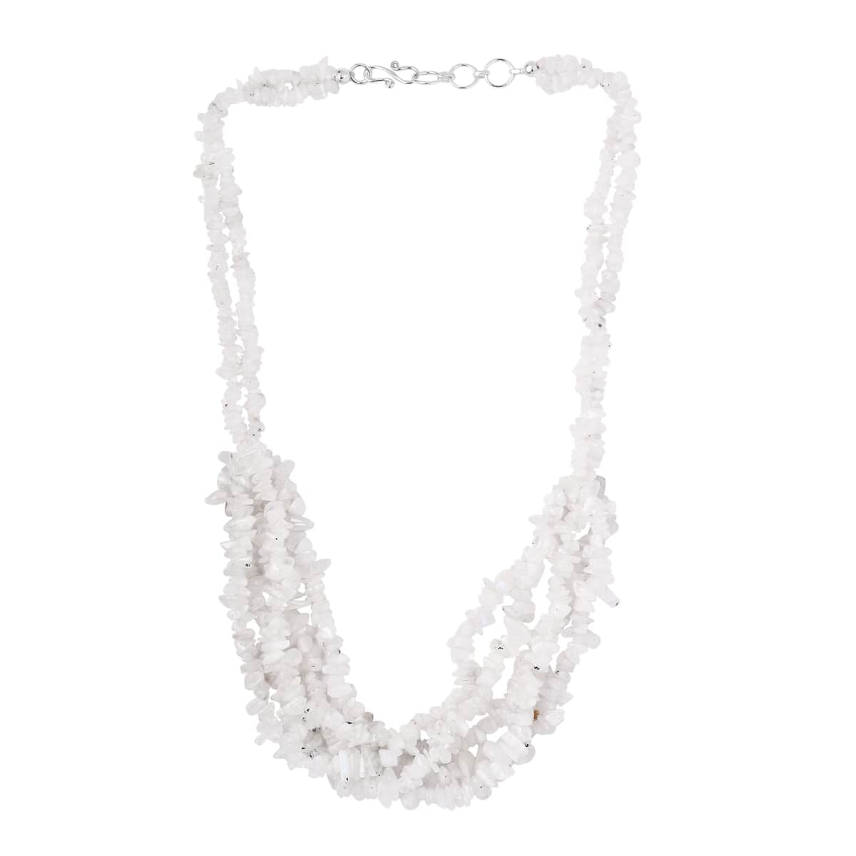 Rainbow Moonstone Chips Multi Row Necklace 20 Inches in Platinum Over Sterling Silver 324.90 ctw image number 3