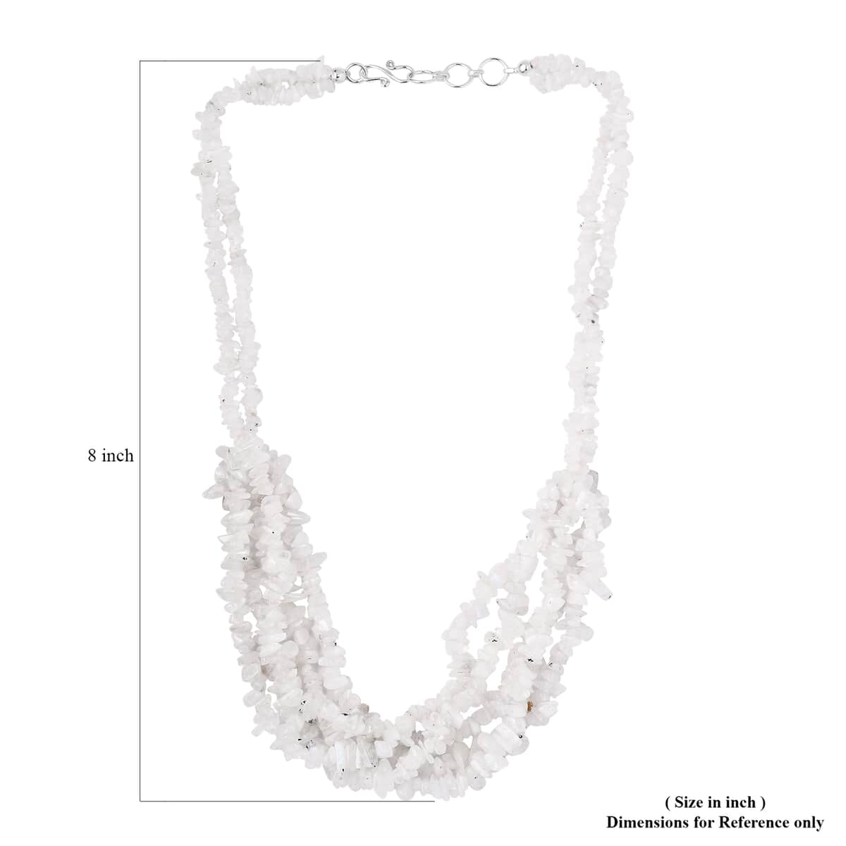 Rainbow Moonstone Chips Multi Row Necklace 20 Inches in Platinum Over Sterling Silver 324.90 ctw image number 5