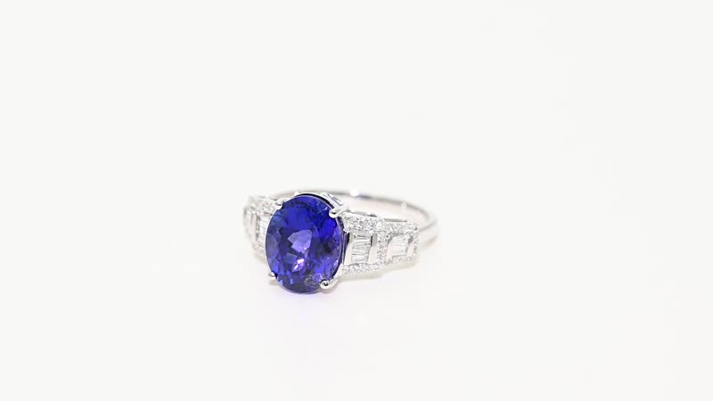 Certified and Appraised RHAPSODY 950 Platinum AAAA Tanzanite and E-F VS Diamond Ring 7.20 Grams 6.10 ctw