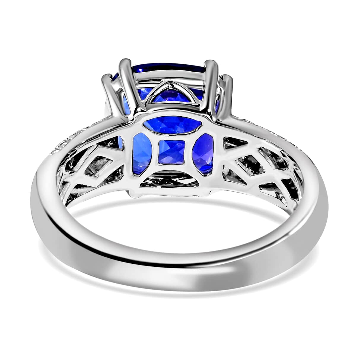 Certified & Appraised RHAPSODY 950 Platinum AAAA Tanzanite and E-F VS Diamond Ring 8.80 Grams 5.30 ctw image number 4