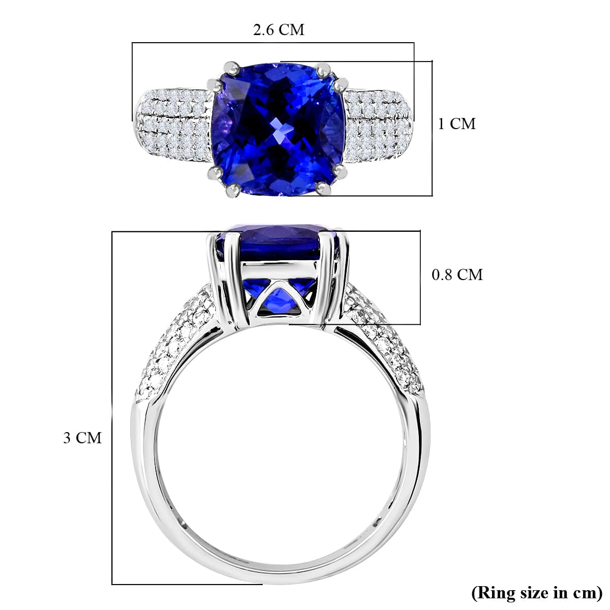 Certified & Appraised RHAPSODY 950 Platinum AAAA Tanzanite and E-F VS Diamond Ring 8.80 Grams 5.30 ctw image number 5