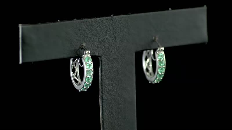 Boyaca Colombian Emerald Hoop Earrings in Platinum Over Sterling Silver 1.65 ctw