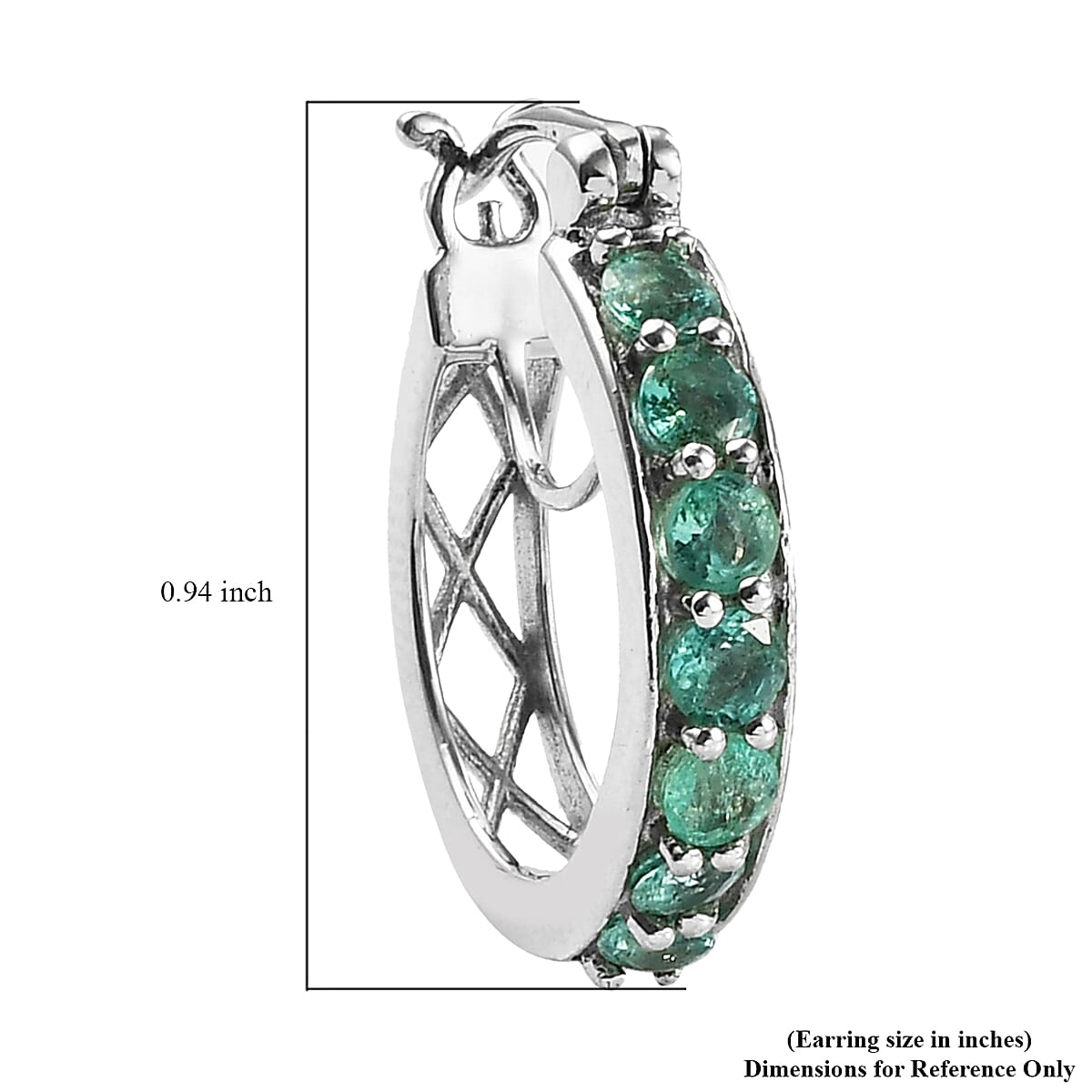 Boyaca Colombian Emerald Hoop Earrings in Platinum Over Sterling Silver 1.65 ctw