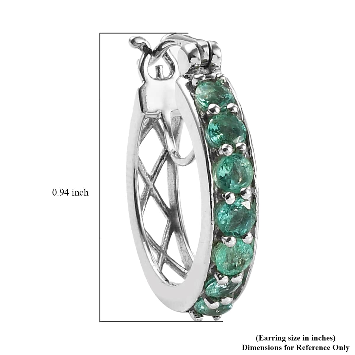 Boyaca Colombian Emerald Hoop Earrings in Platinum Over Sterling Silver 1.65 ctw image number 4