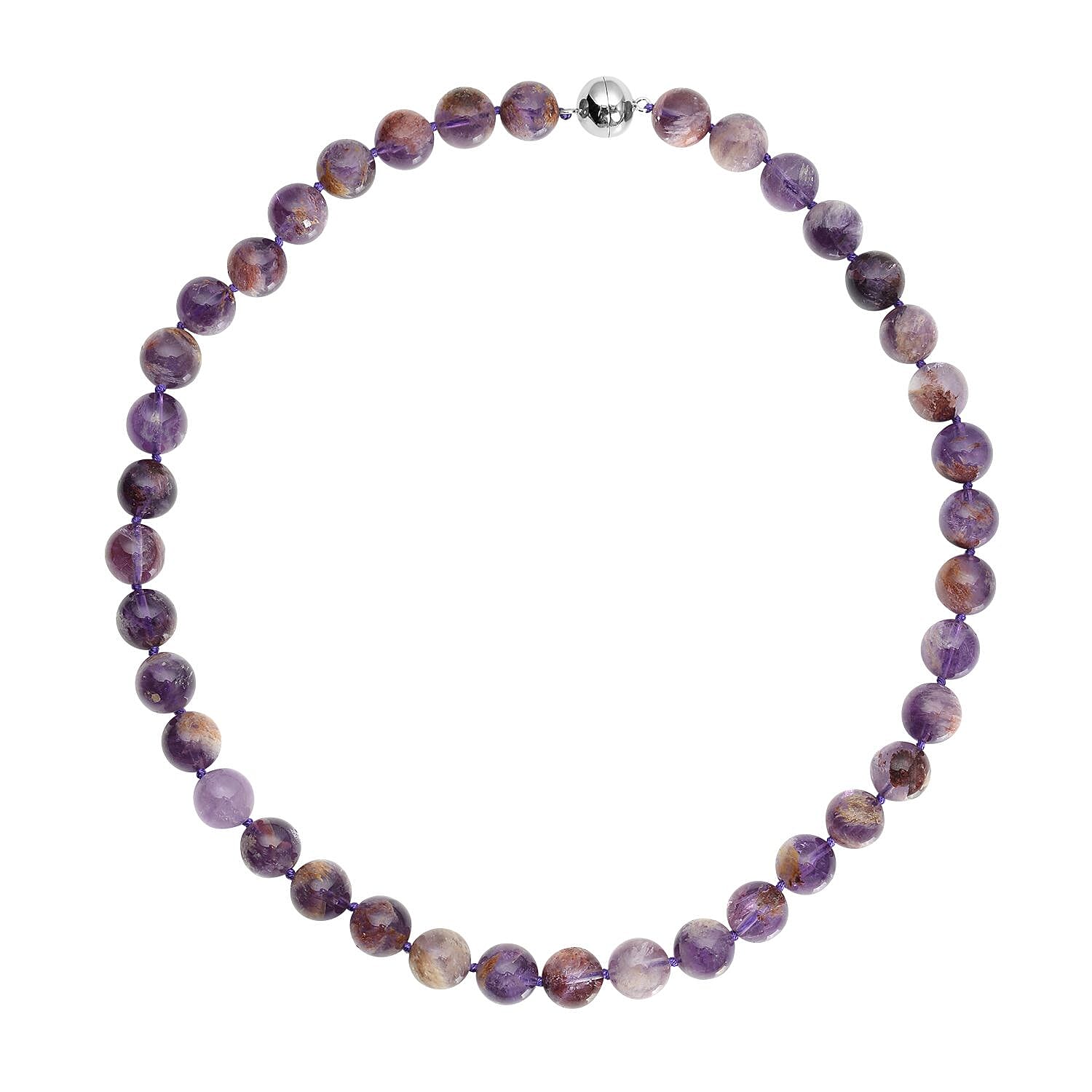 Cacoxenite Beaded Necklace 20 Inches with Magnetic Clasp in Rhodium Over Sterling Silver 425.00 ctw