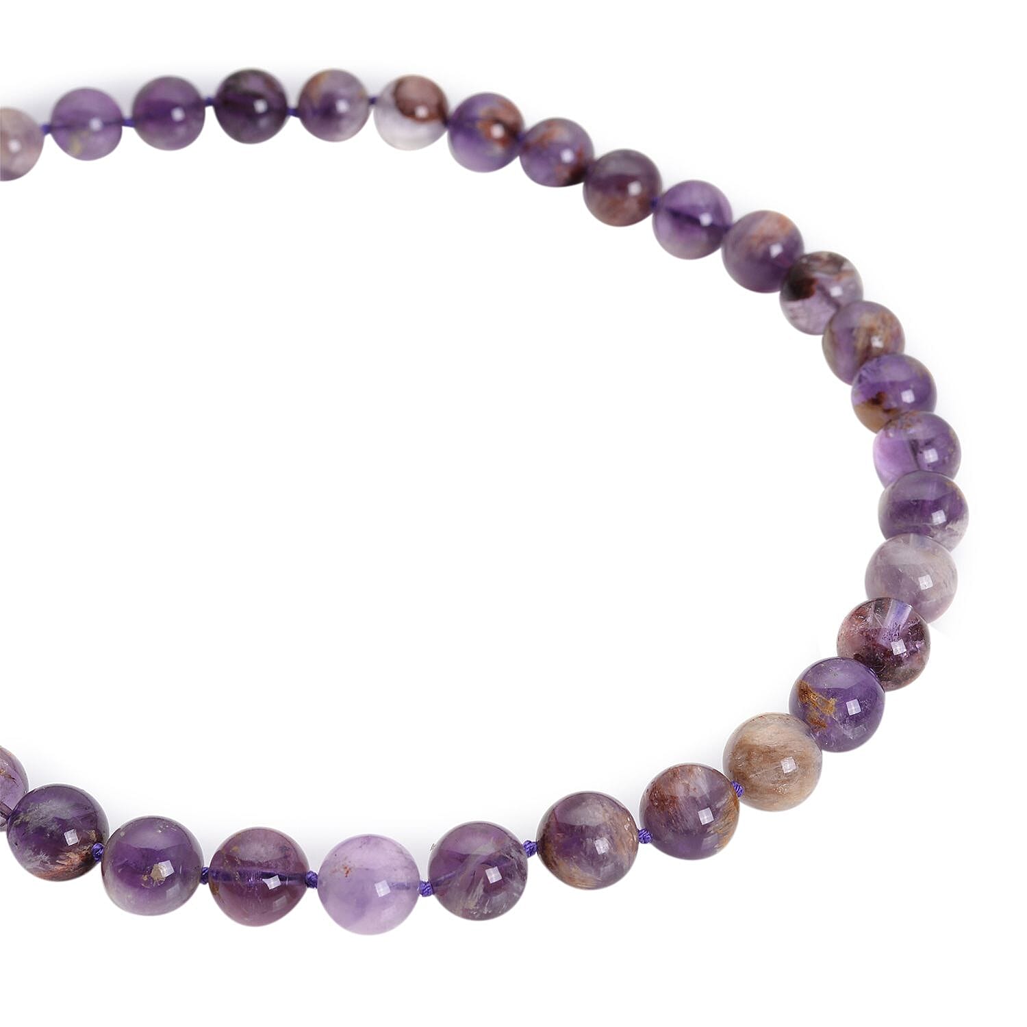 Cacoxenite Beaded Necklace 20 Inches with Magnetic Clasp in Rhodium Over Sterling Silver 425.00 ctw