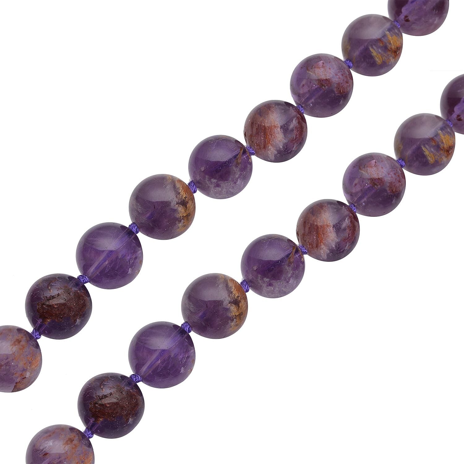 Cacoxenite Beaded Necklace 20 Inches with Magnetic Clasp in Rhodium Over Sterling Silver 425.00 ctw