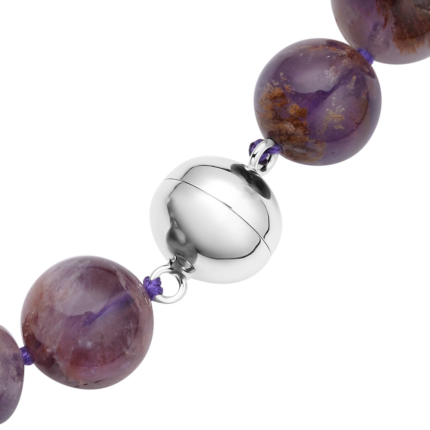 Cacoxenite Beaded Necklace 20 Inches with Magnetic Clasp in Rhodium Over Sterling Silver 425.00 ctw