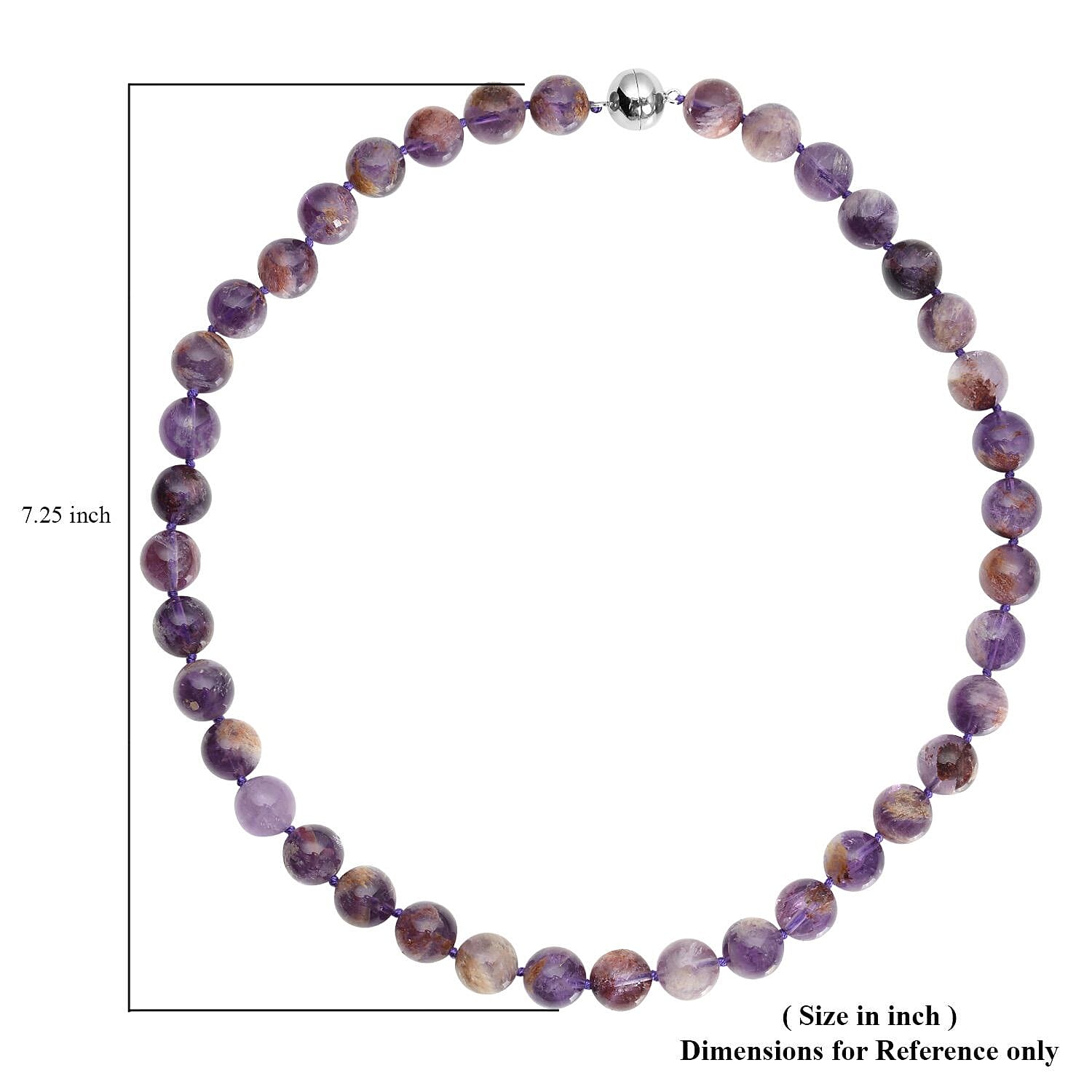 Cacoxenite Beaded Necklace 20 Inches with Magnetic Clasp in Rhodium Over Sterling Silver 425.00 ctw