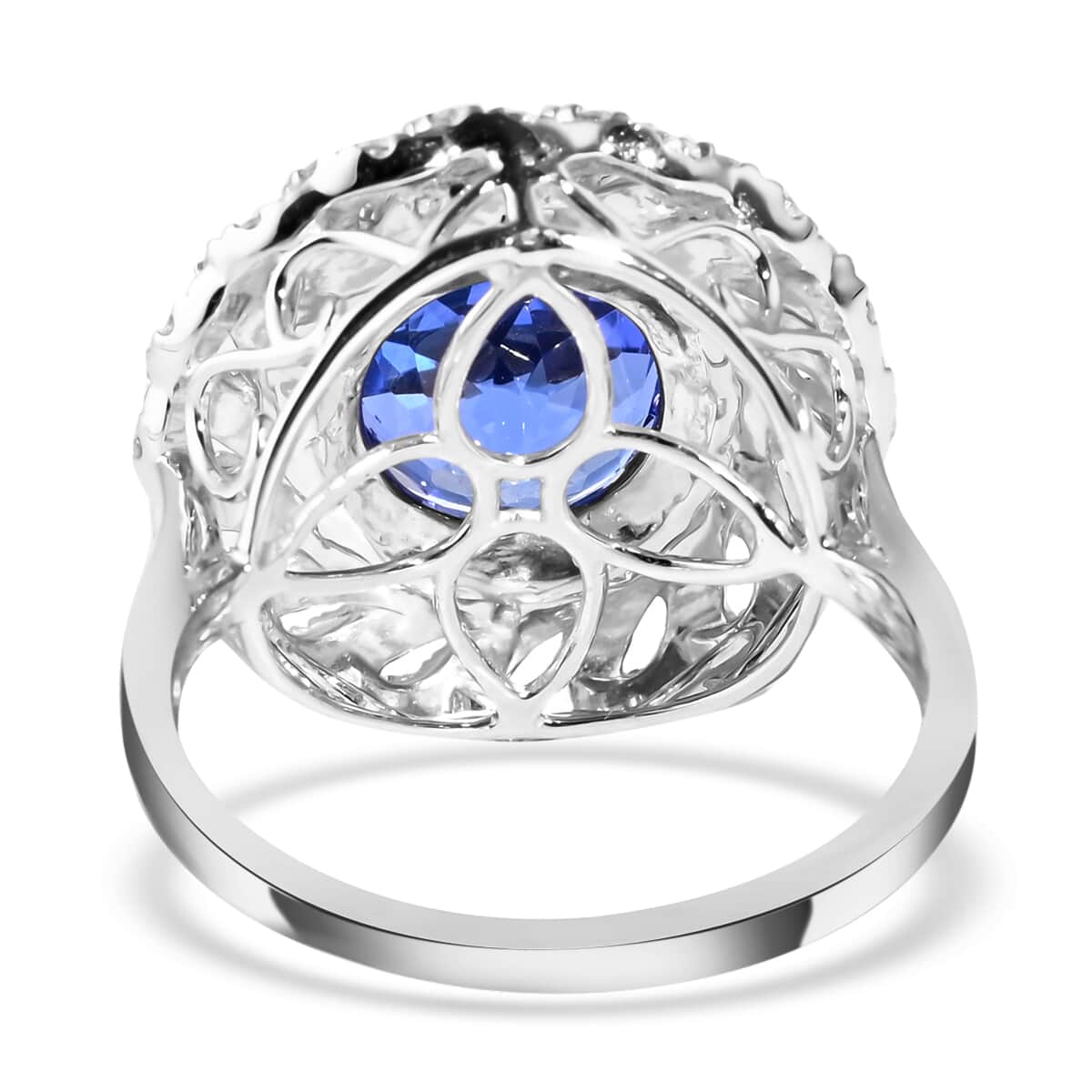 Certified RHAPSODY 950 Platinum AAAA Tanzanite and E-F VS Diamond Ring (Size 10.0) 8.70 Grams 4.85 ctw image number 4