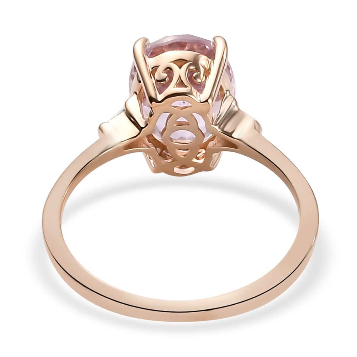 LUXORO 10K Rose Gold Premium Kunzite and Diamond Accent Ring (Size 10.0) 2 Grams 3.60 ctw image number 4