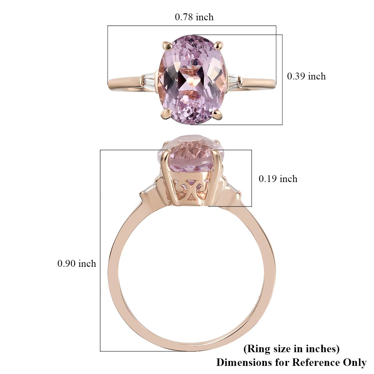 LUXORO 10K Rose Gold Premium Kunzite and Diamond Accent Ring (Size 10.0) 2 Grams 3.60 ctw image number 5