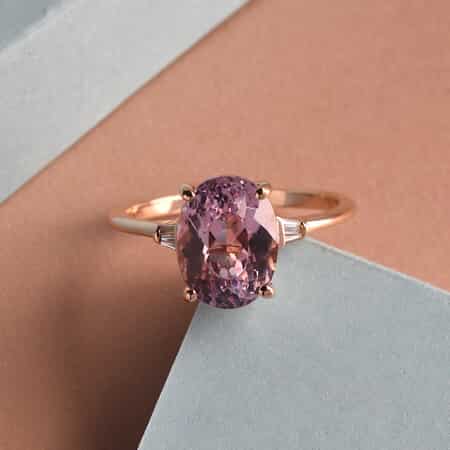LUXORO 10K Rose Gold Premium Kunzite and Diamond Accent Ring (Size 9.0) 2 Grams 3.60 ctw image number 1