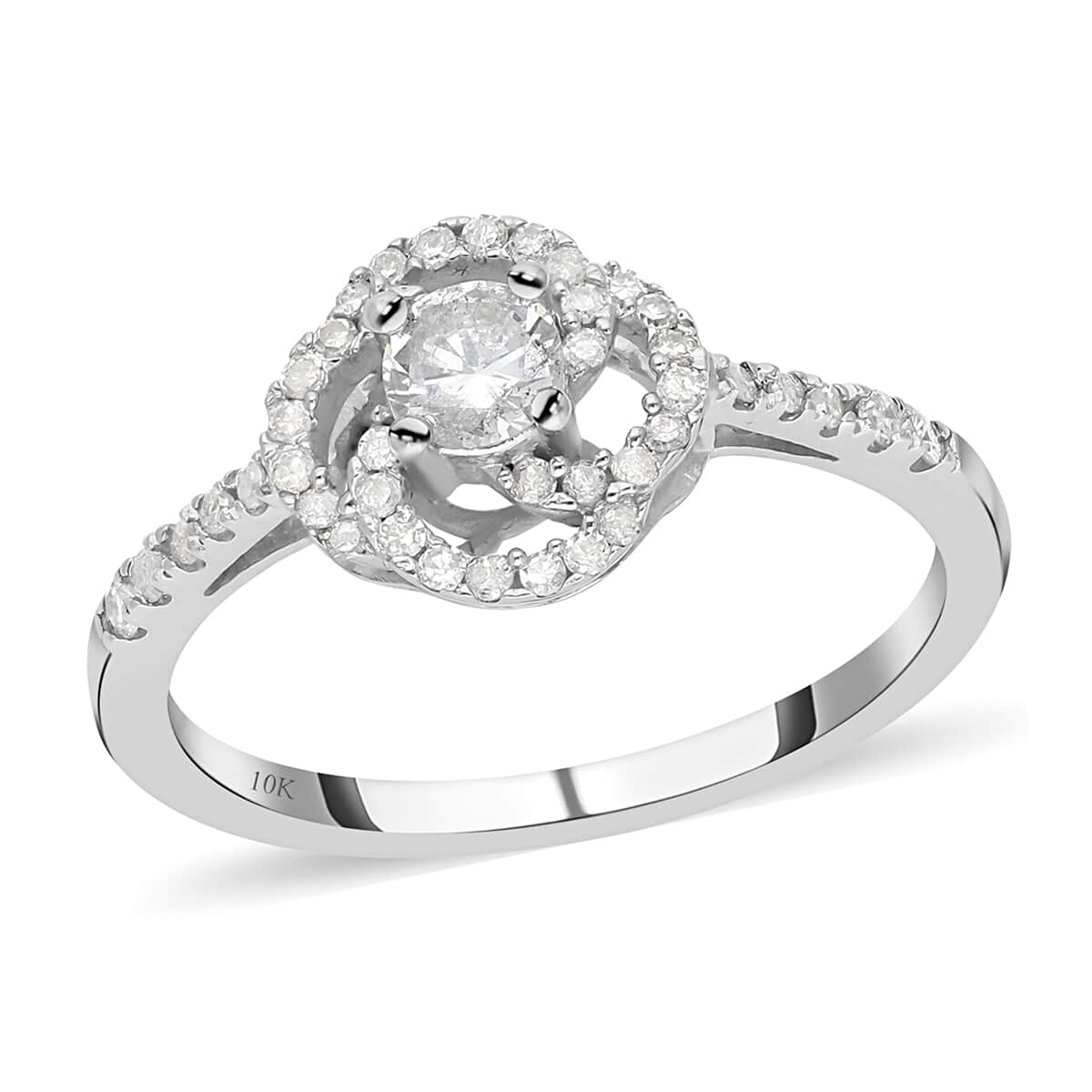 Luxoro 10K White Gold G-H I2-I3 Diamond Ring, Promise Rings (Size 7.0) 0.50 ctw image number 0