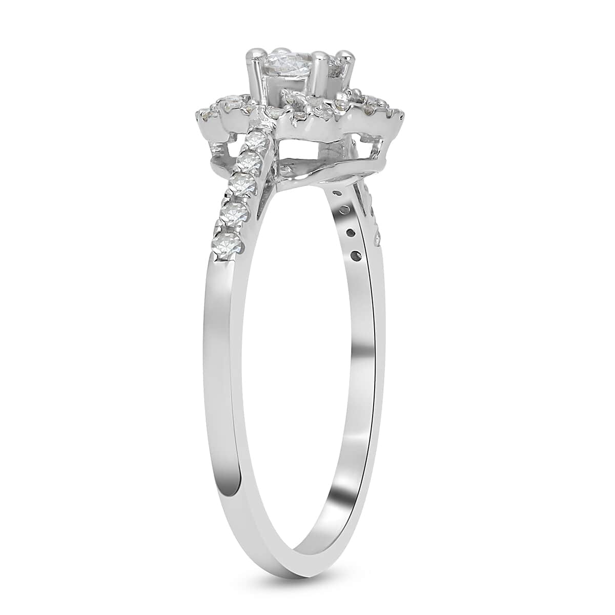 Luxoro 10K White Gold G-H I2-I3 Diamond Ring, Promise Rings (Size 7.0) 0.50 ctw image number 3