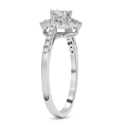 10K White Gold G-H I2-I3 Diamond Ring, Promise Rings (Size 7.0) 0.50 ctw