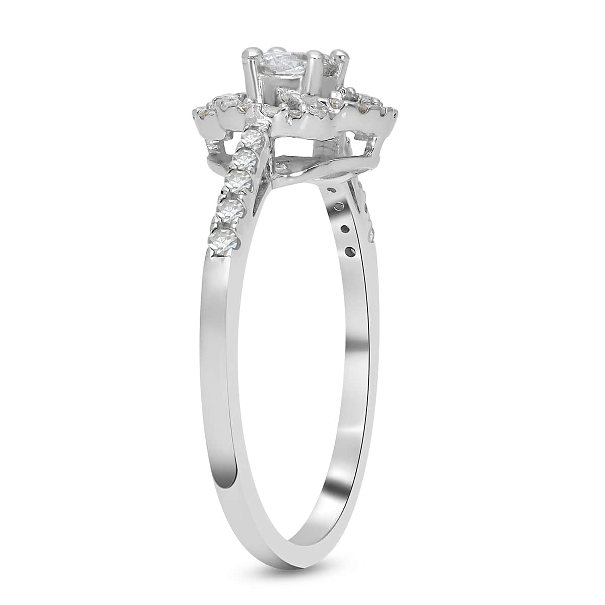 Luxoro 10K White Gold G-H I2-I3 Diamond Ring, Promise Rings (Size 8.0) 0.50 ctw image number 3