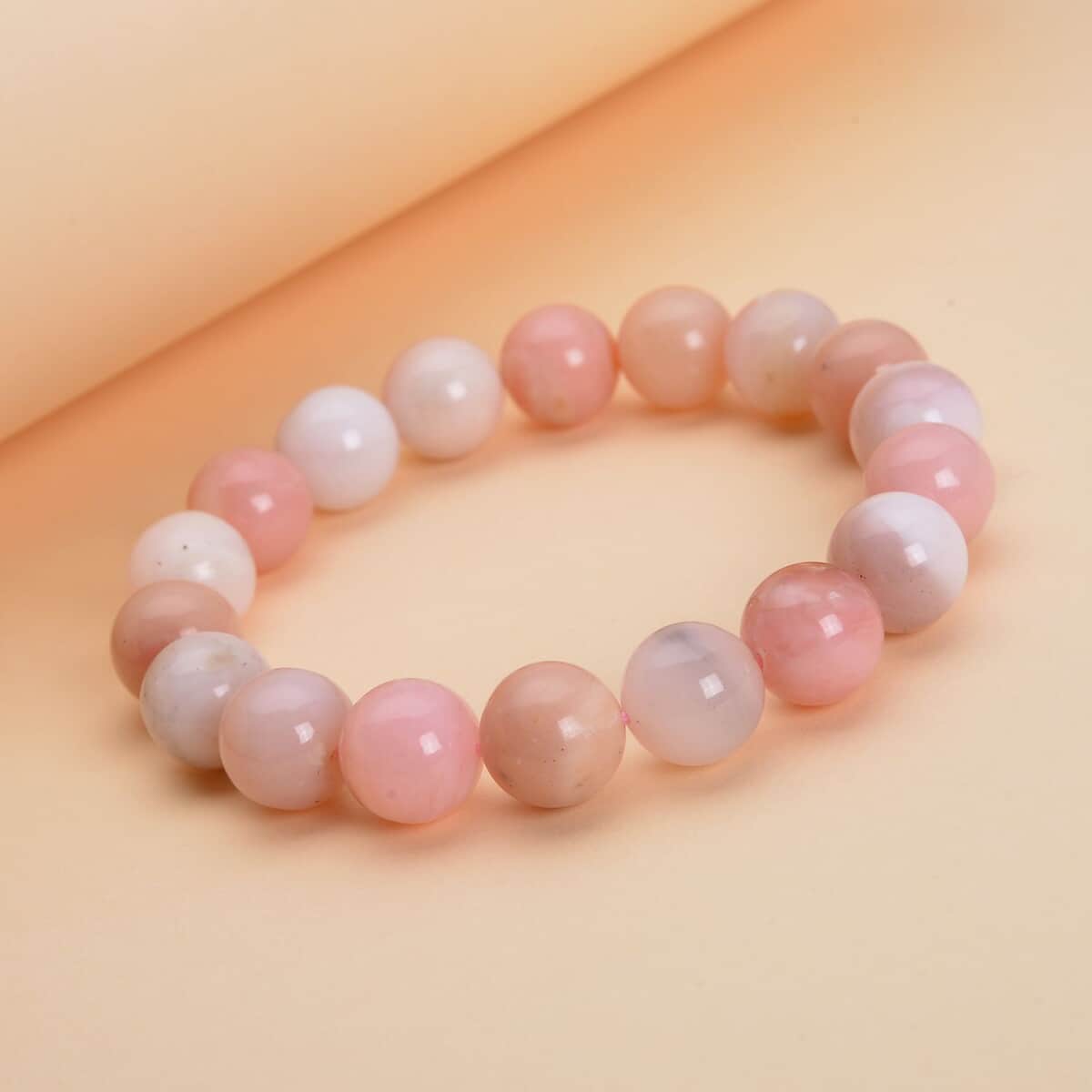 Peruvian Pink Opal Beaded Stretch Bracelet 143.00 ctw image number 1