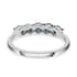 Blue Diamond Band Ring in Rhodium and Platinum Over Sterling Silver (Size 7.0) 1.00 ctw image number 4