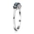 Blue Diamond Band Ring in Rhodium and Platinum Over Sterling Silver (Size 8.0) 1.00 ctw image number 3