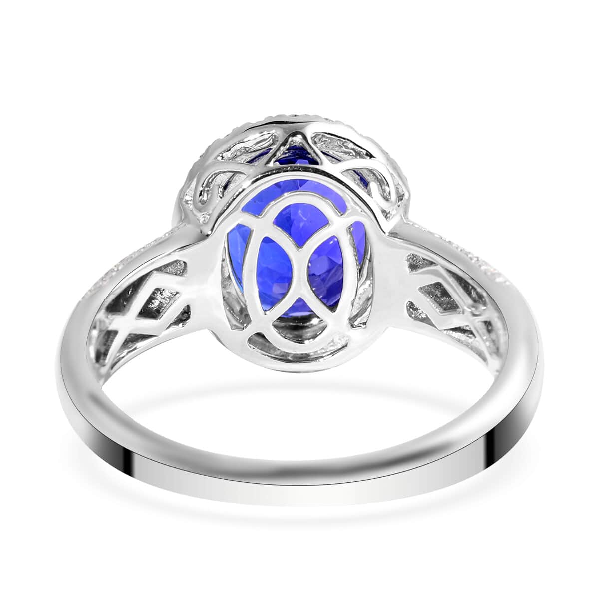 Certified RHAPSODY 950 Platinum AAAA Tanzanite and E-F VS Diamond Ring (Size 10.0) 8 Grams 5.20 ctw image number 4