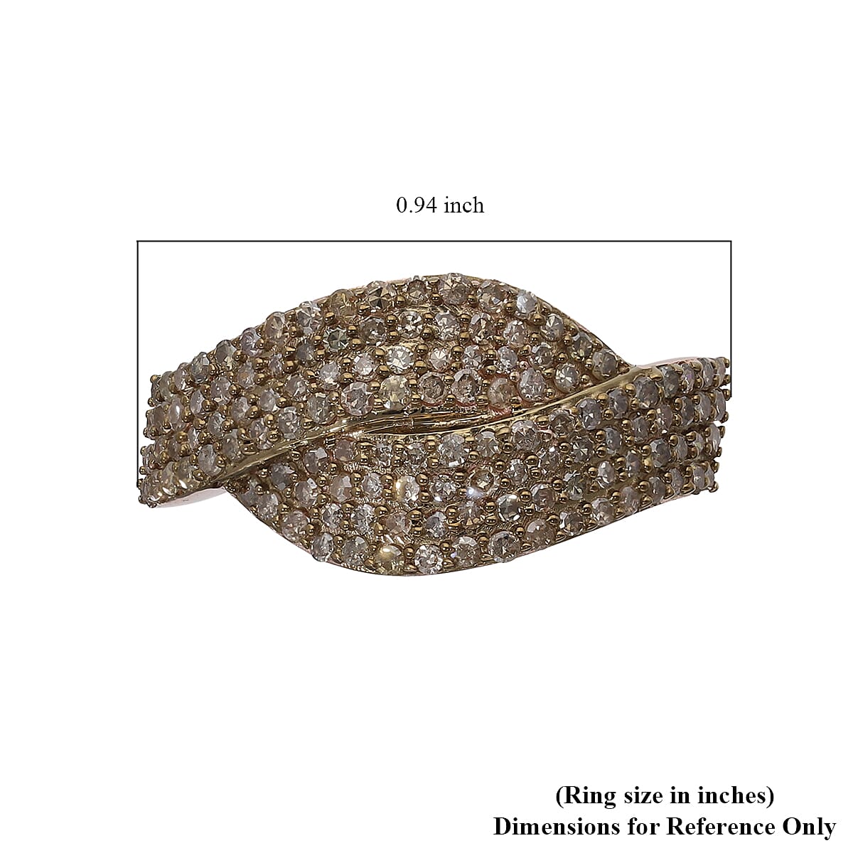 Natural Champagne Diamond Ring in Rhodium & Vermeil Rose Gold Over Sterling Silver (Size 7.0) 1.00  image number 5