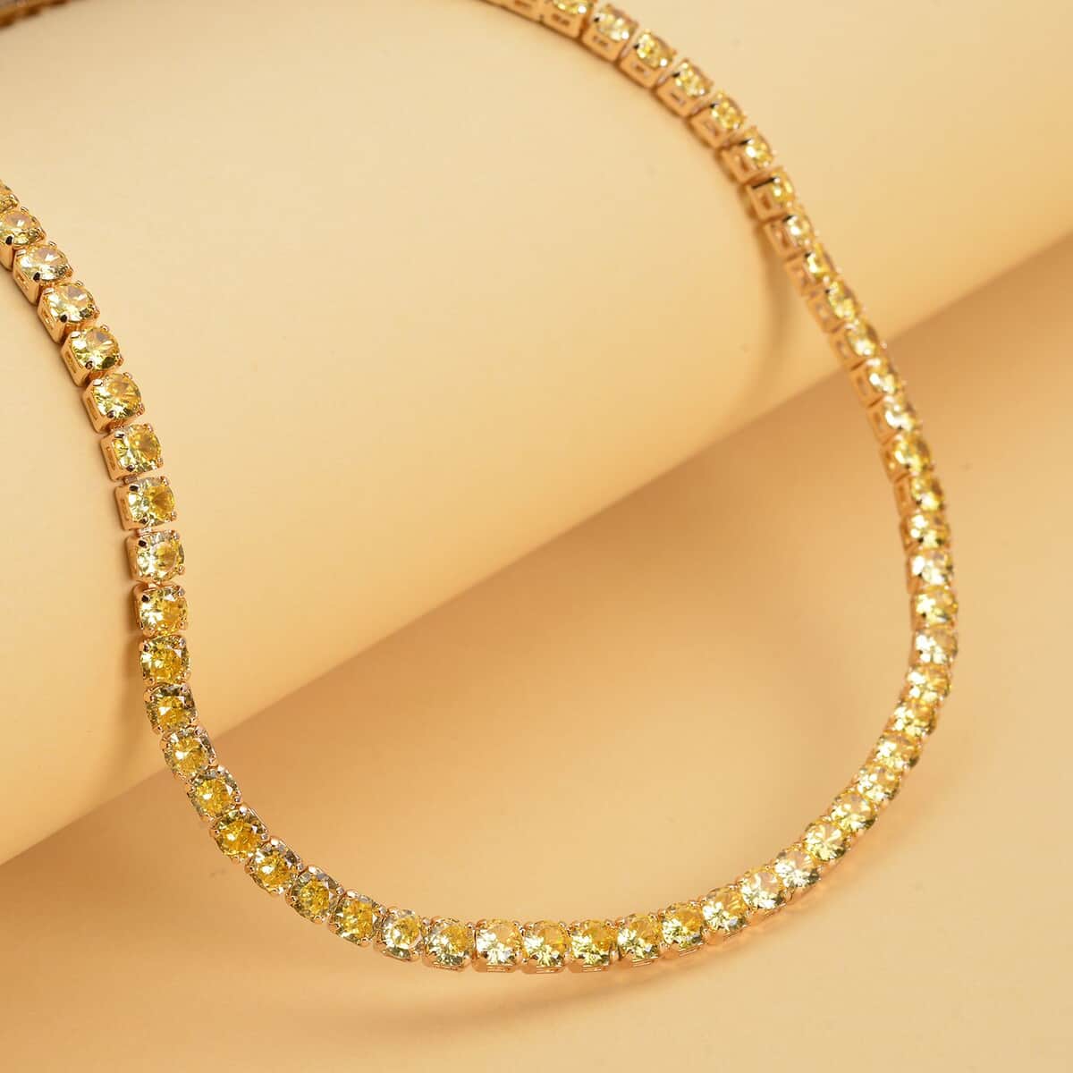 Simulated Yellow Diamond Necklace 18 Inches in Goldtone 53.00 ctw image number 1